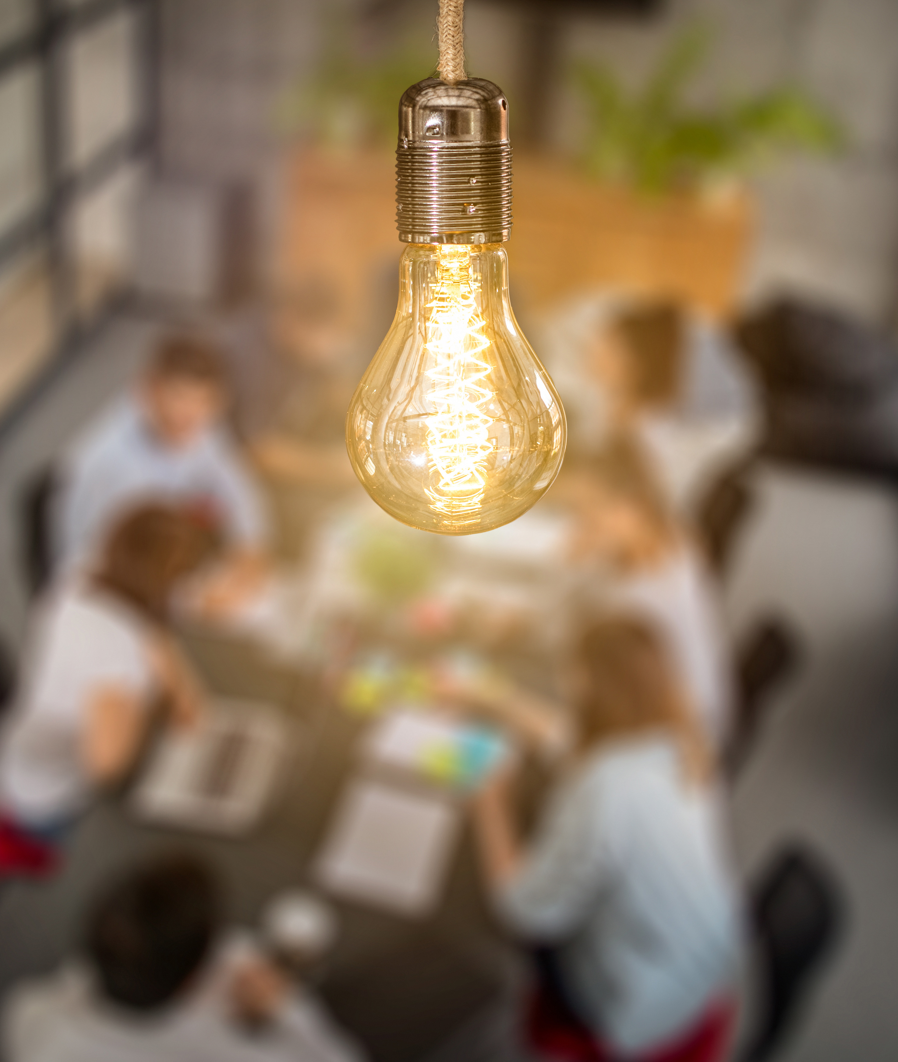 light bub with meeting background